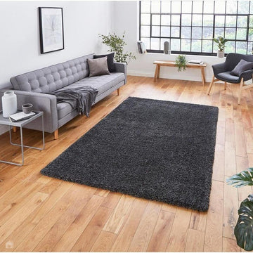 Sierra 9000 Plush Soft High-Density Stain-Resistant Plain Textured Polypropylene Shaggy Dark Grey Rug-Think Rugs-Rug Love - The Most Loved Rug Store
